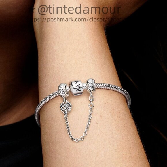 Pandora Heart Family Tree Safety Chain Charm - Picture 2 of 2